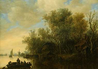 River scene with boats and trees
