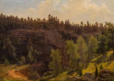 Rocky Landscape with Forest and Animals