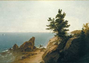 Coastal Landscape with Rocky Shoreline