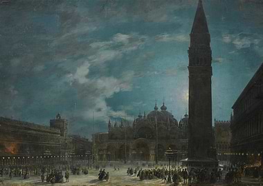 Venice Piazza at Night