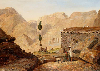 Desert Landscape with Figures and Stone Structure