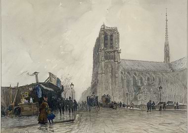 Notre Dame Cathedral Street Scene