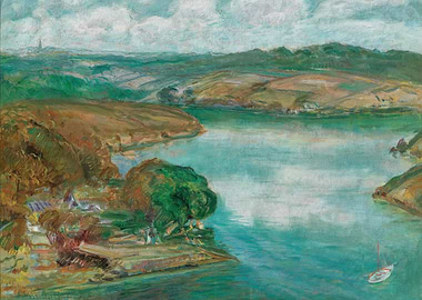 Impressionist Landscape of a Coastal Town