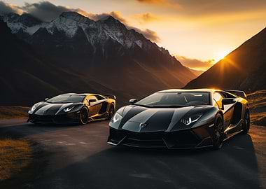 Lamborghini at sunset