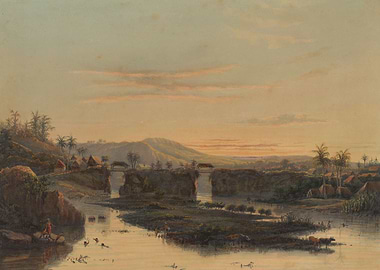 Tropical River Landscape at Sunset