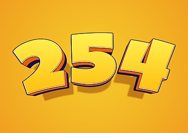 Yellow 3D Numbers 254