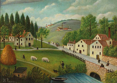Pastoral Landscape with Village and Factories