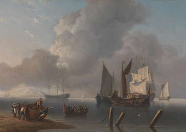 Boats and Ships in a Harbor