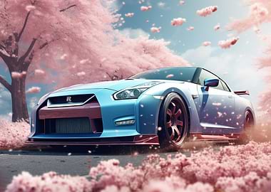 Nissan with Cherry Blossoms