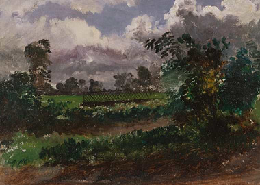 Impressionistic Landscape with Clouds and Trees
