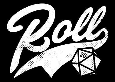 Roll D20 Poster, Retro RPG Dice Wall Art, Tabletop Gaming Vintage Style Print