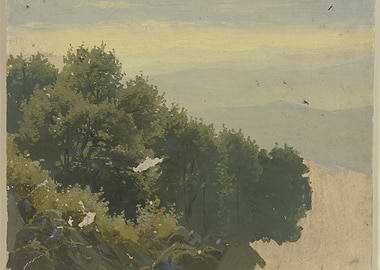 Misty Mountain Landscape with Trees