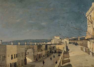 Coastal Cityscape with Archways