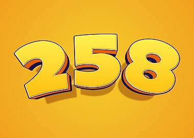 Yellow 3D Numbers 258