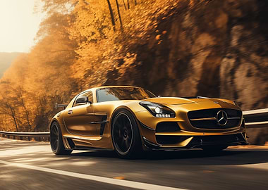 Golden Mercedes SLS AMG