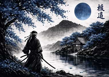 Samurai by the Moonlit Lake