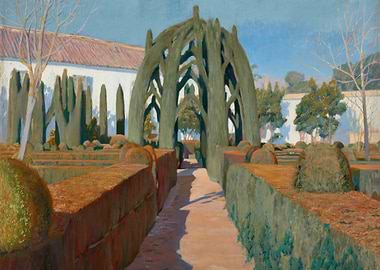 Formal Garden with Cypress Archway