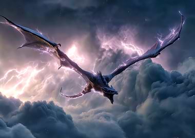 Dragon in a Lightning Storm