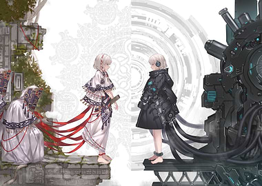 Two girls, ancient and futuristic