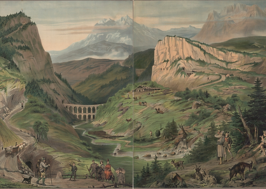 Alpine Landscape with Railway and Village