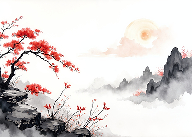 Misty Mountains and Cherry Blossoms