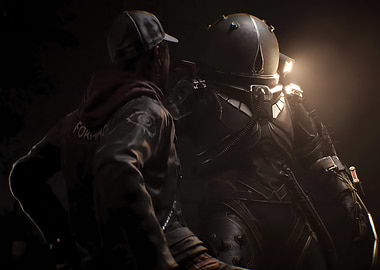 Man in Cap Confronts Astronaut