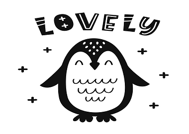 Cute Penguin with 'Lovely' Text