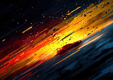 Abstract Speeding Car