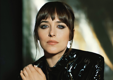 Dakota Johnson in Black Latex Jacket