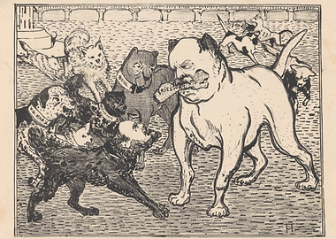 Political Cartoon Dogs Fighting