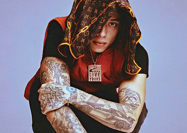 central cee with Tattoos and Designer Hoodie