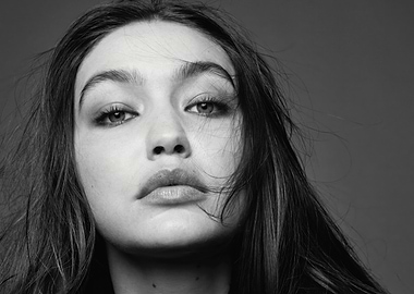 Black and White Portrait of gigi hadid