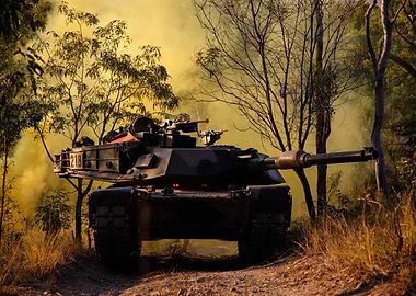 Tank in Yellow Smoke