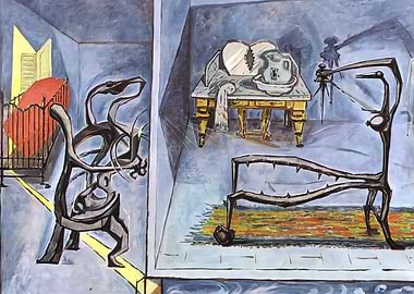 Surreal Interior with Figures and Furniture