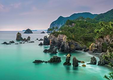 Serene Japanese Coastline at Dusk