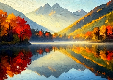Autumn Mountain Lake Reflection