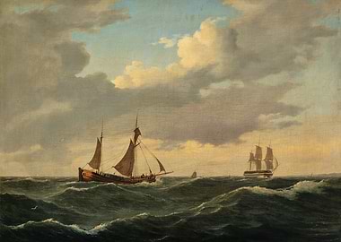 Ships sailing on a choppy sea