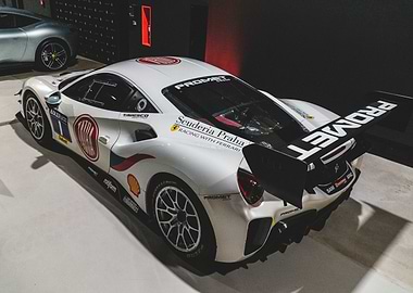 White Ferrari Racing Car with PROMET Livery