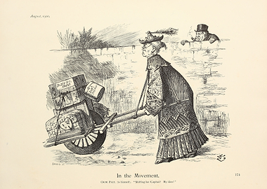 Victorian Woman Pushing Wheelbarrow