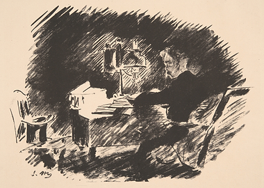 Man at a Desk with Lamp