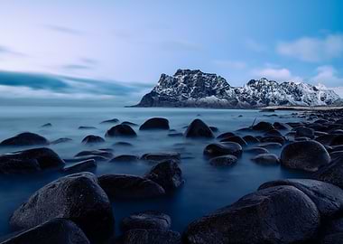 Misty Coastal Mountain Landscape