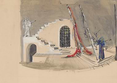 Stage Design with Figures and Drapery