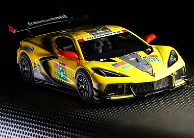 Yellow Corvette C8.R Race Car Model