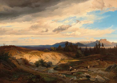 Pastoral Landscape with Figures and Cattle