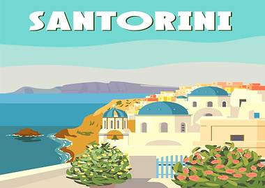 Santorini Travel Poster