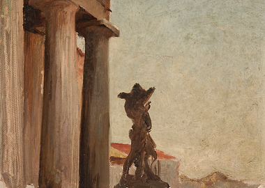 Ancient Greek Temple with Statue