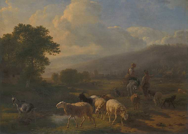Pastoral Landscape with Shepherd and Flock