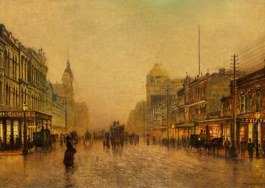 Victorian Street Scene at Dusk