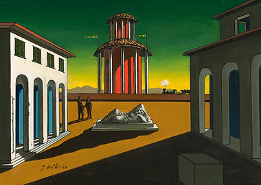 Metaphysical Piazza with Statue and Tower