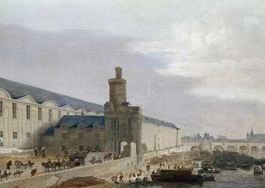 Parisian River Scene with Buildings and Boats